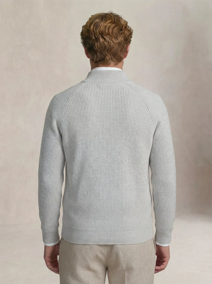 Zip-Up Cardigan Light Grey