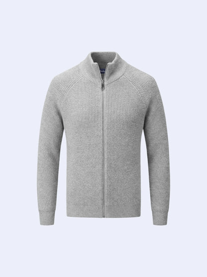 Zip-Up Cardigan Light Grey