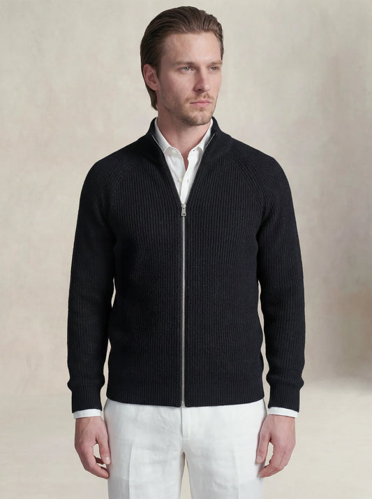 Zip-Up Cardigan Black