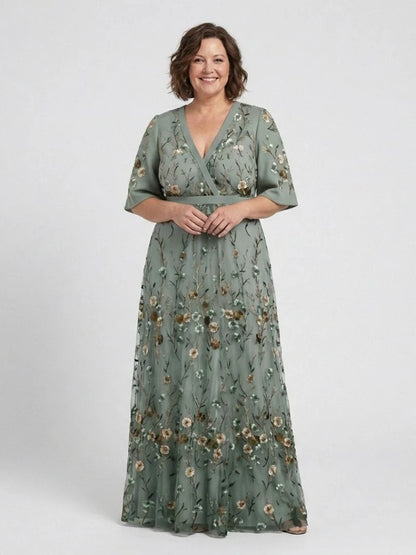 Freya Floral V Neck Short Sleeve Maxi Dress