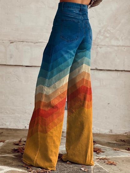 Chevron Wide-Leg Pants