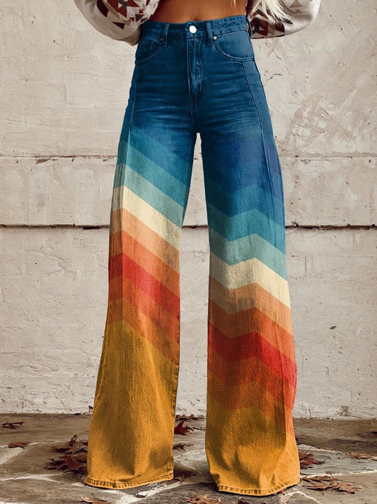 Chevron Wide-Leg Pants