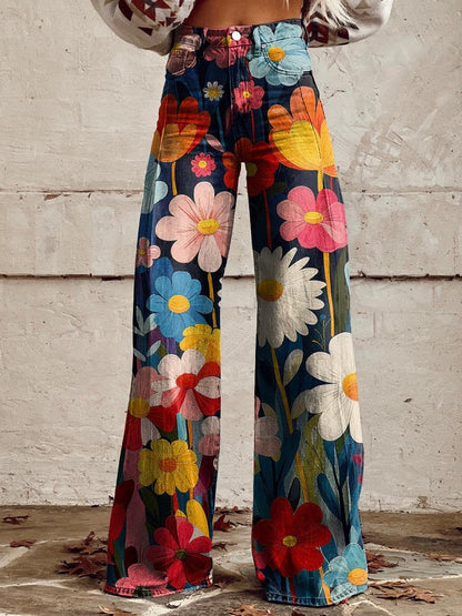 Chic Floral Wide-Leg Pants