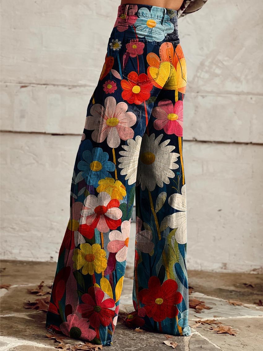 Chic Floral Wide-Leg Pants